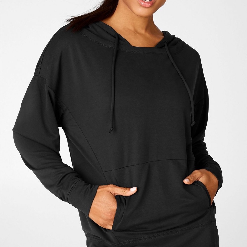 Fabletics Lightweight Black Hoodie Super Soft Black Size M Pockets